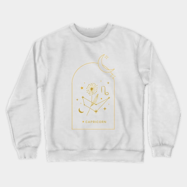 Capricorn Zodiac Constellation and Flowers - Astrology and Horoscope Crewneck Sweatshirt by Patty Bee Shop